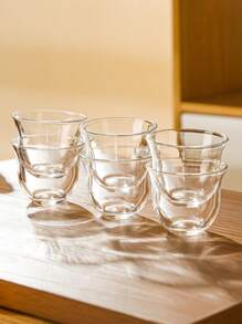 6 件/8 件/12 件，2.3 盎司玻璃茶杯 - 防刮、隔热、圆形玻璃器皿，适用于茶、清酒、浓缩咖啡 - 多用途、可用洗碗机清洗的透明杯子，表面光滑设计，重返校园