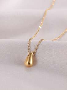 1pc Minimalist Style Niche Design Water Drop Beaded Stainless Steel 18K Gold Plated Necklace For Women Stacking Necklace Summer Travel, Dance Party, Date & Party Dress Up - Style 1 - View 4