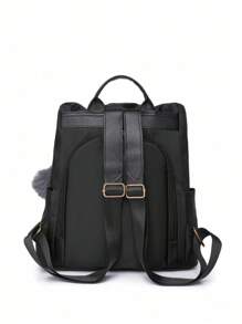 LECEY New Fashion Versatile Large Capacity Backpack For Daily Use - Black - View 5