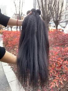 30-40 Inches Kinky Straight Bundles Human Hair Brazilian Virgin Human Hair Weave Double Weft Yaki Straight Wavy And Wet 1/3 Bundles For Women - Natural Black - View 3