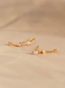 Vanel 2 pièces Boucles d'oreilles à clous avec franges et faux opale, accessoires de boucles d'oreilles pour femmes, convient pour un port quotidien