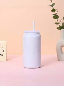 1 Stück neue 16oz Edelstahl Vakuumisolierter Becher, bunter Strohhalm Becher, tragbare Wasserflasche für Zuhause, Auto, Outdoor-Gebrauch