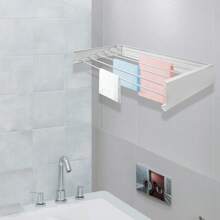 Wall Mount Telescopic Drying Rack Clothes Towel Airer Folding Dryer 100cm 6 Rods - White - View 5