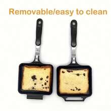 UBRAVOO Non-Stick Camping Sandwich Panini Maker With Handle, Double Sided Frying Pan Sandwich Flip Pan, Stovetop Toasted Sandwich Maker Pan For Home, Kitchen, Breakfast - Black - View 5