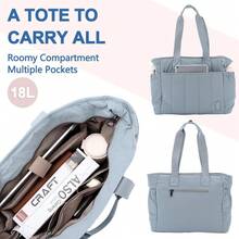 Tote Mujer,  Puffer Tote Bag Bolsas de Mujer Bolsa de Laptop para Trabajo/Profesores/Viajes, Azul - Azul Acero Claro - Ver 2