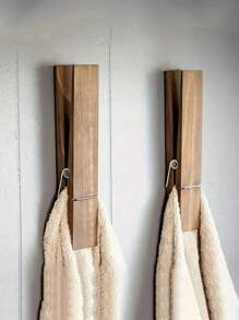 1 Stück riesige Wäscheklammer Handtuchhalter fürs Badezimmer, extra große Holzklammer Handtuchhalter Set, für Badezimmer, Landhausstil Wanddekoration Handtuchhalter, Multifunktions Heim Wäsche Deko, Handtuchhalter oder Haken, Badezimmer Zubehör Wanddekoration - Verschiedenfarbig - Übersicht 1