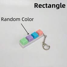 1pc Random Color & Chain Style Squeeze Stress Relief Fidget Cube Keyboard Key Pendant Toy