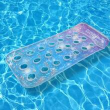 1pc Inflatable Hole Floating Bed, PVC Material Hollow Sequin Gradient Floating Pad, Summer Beach Inflatable Floating Device, Water Relaxation Lounge Chair Pool Float, Beach Essentials, Beach Accessories - Multicolor - View 12