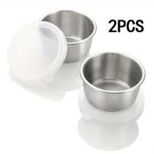 2/4/6/8/12 Pcs 304 Stainless Steel Salad Dressing Containers - 1.35 Oz Portable Sauce Cups With Leakproof Clear Lids, Reusable Seasoning Jars For Bento/Work/School/Picnic/Outdoor Activities/Travel/Back To School Accessories