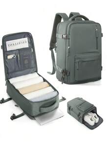 新款旅行笔记本电脑背包可容纳 15.6 英寸笔记本电脑，带鞋隔层和湿袋的个人物品旅行包，带多个口袋的男女大背包，防水大号电脑背包，商务包，带可调节肩带的时尚背包，防水户外运动背包，航空公司批准的大学、旅行、工作、通勤随身背包，多色可选