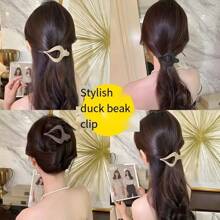 Elegant & Simple Alligator Hair Clip For Women, Suitable For Hairstyle Design At Back Of Head. Solid Color Cute, Elegant Party & Casual Street Style, Made Of ABS Plastic, Lovely For All Seasons