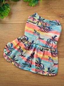 1 件夏威夷风格休闲涤纶宠物连衣裙适合泰迪、贵宾犬等小型犬种，在家或户外穿着（不适合大型犬）