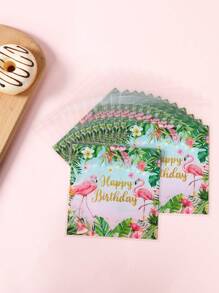 50/100Pcs Hawaiian Flamingo Happy Birthday Print Gift Bags,Birthday Theme Cookie Candy Bag,Tropical Flowers Hawaii Party Packing Bags,Birthday Party Decorations,Aloha Luau Hawaii Design Party Supplies,Summer Party Decor,Gift Packing