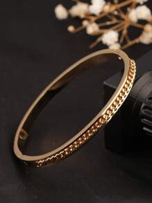 1pc Titanium Steel 18K Gold Plated Chain Bracelet, Embedded Design, No Color Fade, Fashion Versatile Personalized, Suitable For Women's Daily Wear, Party, And Gift