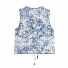 ZEVITY Flower Pattern Tie-Front Tank Top & Lightweight Vest