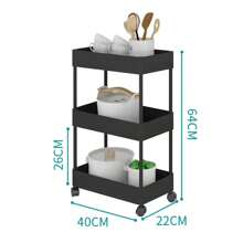 Un carrito de almacenamiento multifuncional de tres pisos, tamaño ampliado, adecuado para la cocina para almacenar alimentos, baño para almacenar artículos de aseo, Sala de estar para almacenar botellas, balcón para almacenar macetas, dormitorio para almacenar juguetes y así sucesivamente. - Blanco - Ver 6