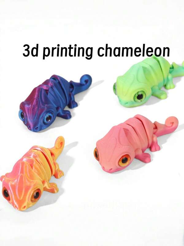1 paquet de figurine avec yeux caméléons 3D imprimés en plusieurs couleurs à effet mouvant, modèle d'animation holographique à dégradé
