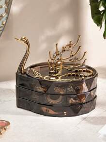 Swan Jewelry Storage Box, Multi-Layer Rotating Jewelry Holder Display Stand Suitable For Rings, Earrings, Necklaces, Premium Jewelry Box - Multicolor - View 10