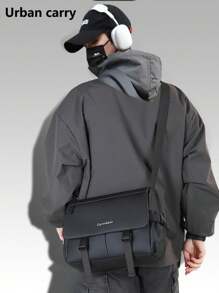 Nieuwe lente/zomer effen kleur met letterlogo, PU, eenvoudige schoudertas voor heren, modieuze casual crossbody-messengertas, krasbestendig, waterdicht, grote capaciteit, meerdere zakken, kan telefoon, tablet, opvouwbare paraplu, boeken, briefpapier, verstelbare riem, koerierstas, meerdere kleuren beschikbaar, geschikt voor buitenactiviteiten, reizen, fietsen, motorrijden, wandelen, zakelijk woon-werkverkeer, studenten, herenaccessoires, cadeau voor echtgenoot, vader, schoolbenodigdheden