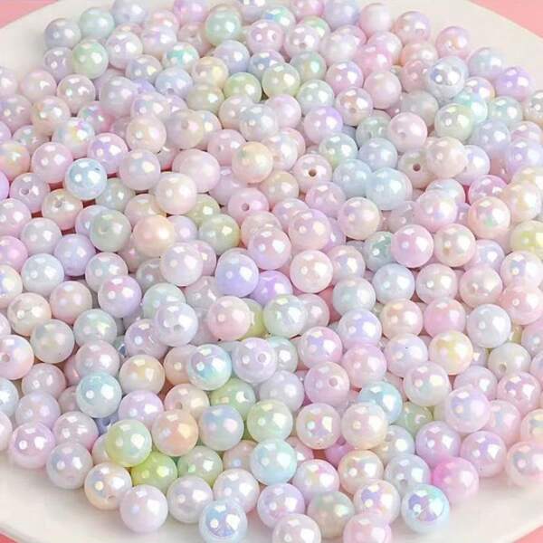 50 stuks/100 stuks/200 stuks Acryl Aurora Kleurrijke Ronde Kralen, Voor DIY Armbanden, Kettingen, Oorbellen, Mobiele Telefoon Hangers, Handwerk Maken Van Losse Kralen, Kralen Accessoires (Willekeurige Kleuren)