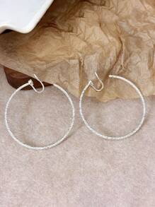 2pcs Fashion Oversized Diamond Textured Hoop Earrings For Women, Rotatable One-Piece Simple Design Non-Pierced Earrings - Clip - View 6