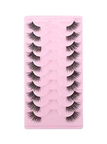 10 对 Hal Flashes 透明带状睫毛 猫眼假睫毛 短款柔软 3d 仿貂皮睫毛 柔软自然妆效条状睫毛、睫毛、假睫毛 - 眼尾拉長款 - 查看 10