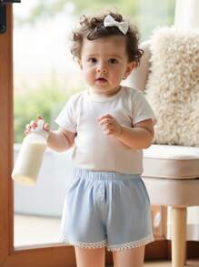 Toddler Baby Girls Beach Shorts Kids Summer Elastic Band Fashion Striped Lounge Shorts - Blue - View 5