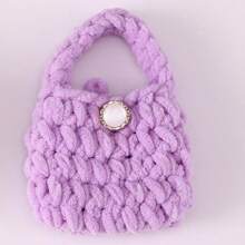 Purple Crochet Mini Earbud Pouch Cute Knitted Coin Purse Suitable For Earphones & Coins For Women Wallet Mini Wallet Purse Wallet Coin Wallet - Purple - View 2