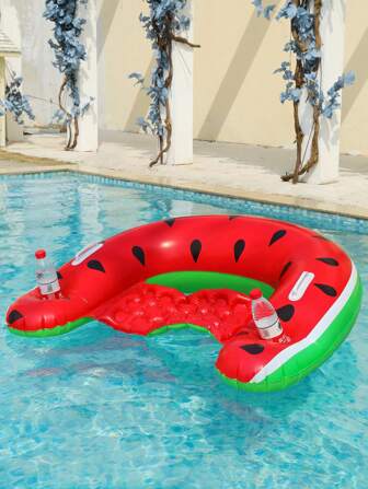 1pc Inflatable Floating Water Hammock, Watermelon Print U-Shaped Lounge Chair For Adult, Perfect Summer Gift For Pool And Beach Party, Swimming Pool Raft Floating Lounger For Adult Holiday Fun And Relaxation Pool Float