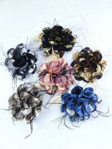 15cm Colorful Feather Flower Brooch Pin, Multilayer Rose Shirt Dress Hat Decor For Women - Flower - View 2