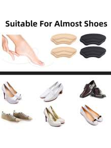 2/4Pairs Heel Cushion Pads For Big & Loose Shoes - Protectors For Blisters, Friction & Heel Pain - Anti-Slip Grips To Make Shoes Fit Tighter