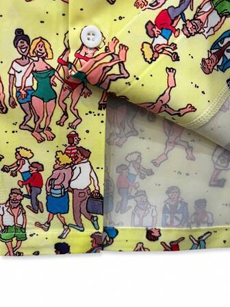 Beach Themed Funny Graphic Printed Casual Button-Down Shirt, Stylish Vacation Wear For Men, Summer, XS-XXL