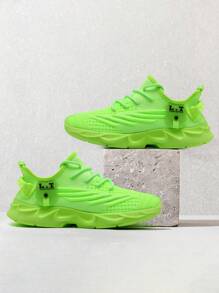 Men Sneakers Athletic Mesh Shoes Non Slip Blade Road Running Shoes Gym Workout Shoes Lightweight Walking Sports Cool Fashion Street Youth Sneakers Trainers Green - Fluorescent Green - View 6