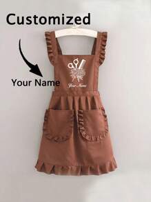 1 bucă șorț floral personalizat pentru coafuri, șorț personalizat cadou pentru femei, șorț personalizat, potrivit pentru salon de unghii, brutărie, frizer, uniformă de lucru pentru restaurant, supermarket, cafenea