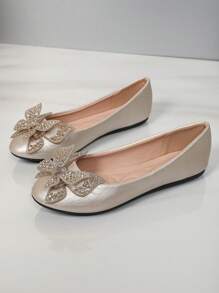 ZABAZ Bailarinas planas sin cordones para mujer, suela blanda, unicolor, elegantes, de moda, casuales, para fiesta/boda, uso exterior, sexy estilo Lolita, lindas, para discoteca, color champán, sin cordones, zapatos para todo el año, vacaciones, boda, fiesta, oficina, gimnasio, otoño/verano/primavera