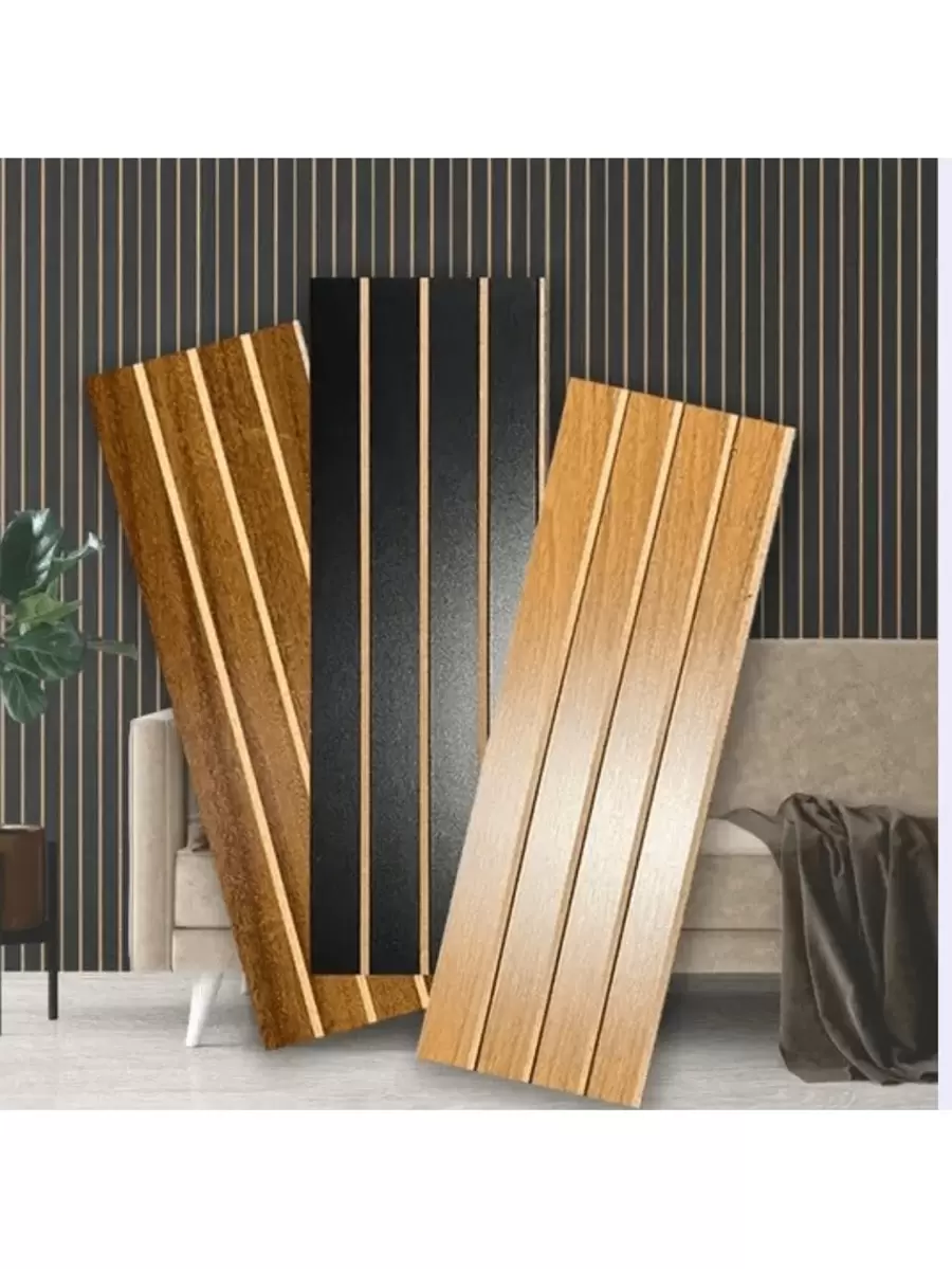 Kit 50 Slatted Coverings Decorative Panel Plate MDF 45x11 Cm - Màu nâu  Mocha - Xem 1