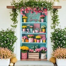 1pc "Hello Spring" Floral Doorway Banner - 70x35 Inch Vibrant Polyester, Easter And Spring Decor, With Colorful Floral Shop Background, Durable And Bright, Suitable For Porch, Garden, Seasonal Home Wall Photo Booth Outdoor Hanging Decor, Sunflower Decor