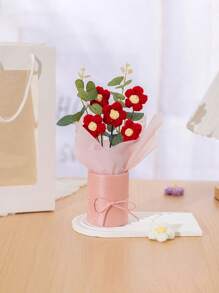 1 件情人节礼物毛绒花束，手工针织花束，向日葵花束，仿真玫瑰花束，适合情人节、生日、母亲节、圣诞节、复活节 - 彩色 - 查看 15