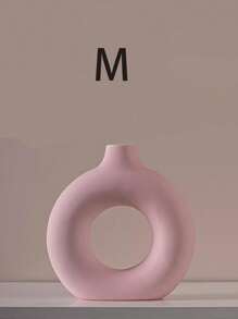 1pc Pink Plastic Vase, Nordic Minimalist Geometric Zero-Shaped Vase, Warm Home Decor Flower Holder, Donut-Shaped Round Vase, For Home Decor, Room Decor, Living Room, Entryway, Hotel Decor, Study, Dining Room, Wedding, Party - Multicolor - View 11