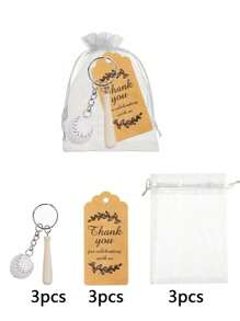 18pcs/9pcs Baseball & Softball Keychain Gift Set, Includes 3pcs Keychains, 3pcs Thank You Cards, 3pcs Organza Bags, Sports Team Keychains, Mini Baseball Softball Keychains, Craft Bag Charms, Suitable For Team Gathering, Birthday Party, Appreciation, Sports Themed Party Favors, Sports Souvenir Gifts