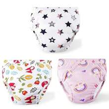 4 件幼儿如厕训练裤，可重复使用的防水训练内衣，送给幼儿和婴儿的最佳礼物，多种颜色可选（尺码偏大，适合长期穿着）