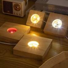 1pc LED Wooden Display Stand, 3D Crystal Glass Resin Art Display Rack, Aroma Diffuser Decor, Warm Light, White Light, Warm White Light, RGB Color Lighting Modes, Desktop & Room Decorative Art, Glowing Night Light, Creative Holiday Gift Ambient Lamp, USB Powered Desk Lamp - Multicolor - View 7
