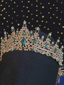 1 件合金水钻奢华全闪亮新娘皇冠头带，优雅水晶公主女王头饰，适合婚纱、派对、生日配饰 - 彩色 - 查看 16