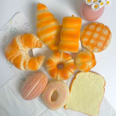 1 件慢回弹舒缓减压玩具仿真面包创意玩具甜甜圈吐司片