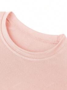Camiseta casual de cuello redondo de manga corta con estampado de niña para mujer, primavera y verano