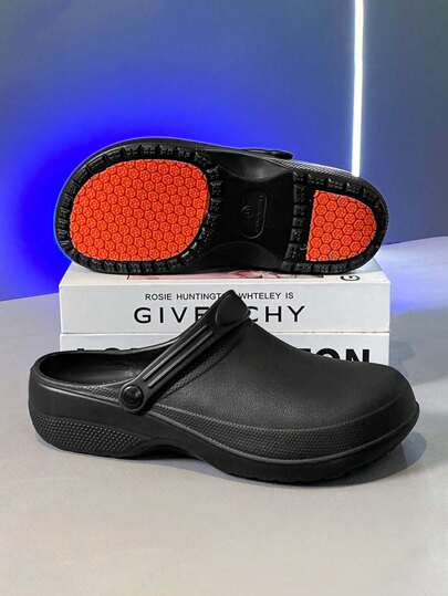 Sapatos de cozinha masculinos, tamancos fechados antiderrapantes, sola macia, resistentes a óleo, chinelos médicos/de enfermagem para o verão