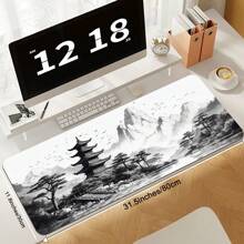 1 Peça Mousepad de Arte Preto e Branco Estilo Chinês Pintura a Tinta Grande Mousepad Gamer Tapete de Teclado Tapetes de Mouse XXL Tapete de Mesa de Borracha Design
