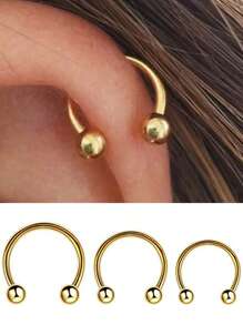 3 stuks roestvrij stalen punk hoepel oorbellen voor vrouwen 14K gouden neus septum ring helix kraakbeen piercing cadeau sieraden lichaam hoefijzer ring