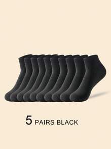 5/10 Pairs Men's Bamboo Fiber Short Socks, Sweat-Absorbent And Deodorizing, Business Casual Formal Black Ankle Socks, Suitable For Spring And Summer, Daily Wear, Size 39-44 - Multicolor - View 15