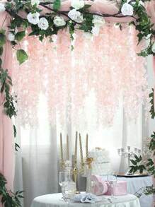 1/6 piezas Flores colgantes de glicinia, guirnalda de flores de glicinia rosa para decoración de arco de recepción de boda, fiesta de hadas al aire libre, hogar, regalos de cumpleaños, decoración interior y exterior, florero, decoración, regalo, boda, artículos de boda, decoración de boda, decoraciones artificiales para 4 estaciones, puerta, hotel, restaurante, sala de estar, dormitorio, cocina, jardín, rosa, rosa decorativa, estilo decorativo, decoración de jardín, planta exterior, jardinería, flores artificiales